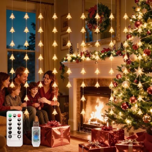 Christmas Tree Curtain Lights, 70 LEDs, Warm White