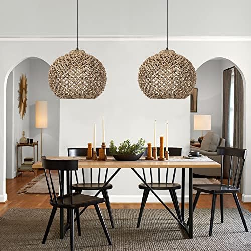 Arturesthome 1 Light Rattan Woven Pendant Lighting Fixture Lamp
