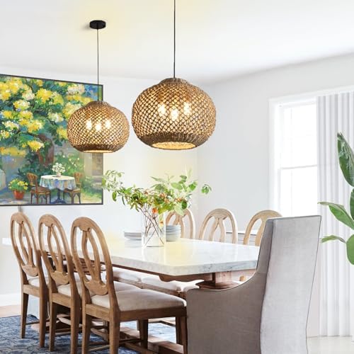16.94in 3-Light Rattan Pendant Light