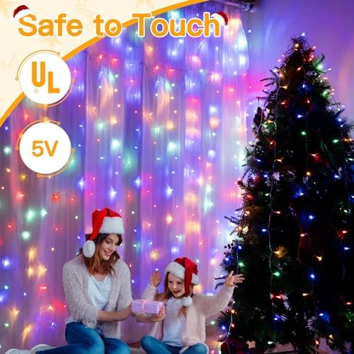 Ollny Curtain Lights, 200LED, 6.6x6.6ft