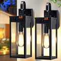 17" Solar Porch Lights, 2 Pack, Black