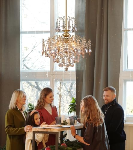 Q&S Modern Gold Crystal Chandelier, 6 Lights