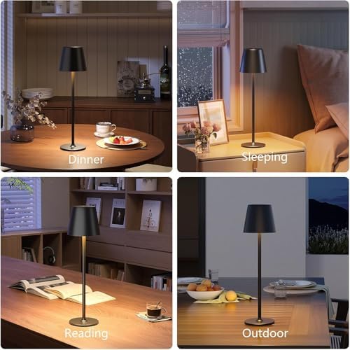 Cordless LED Table Lamp, Rechargeable, Black