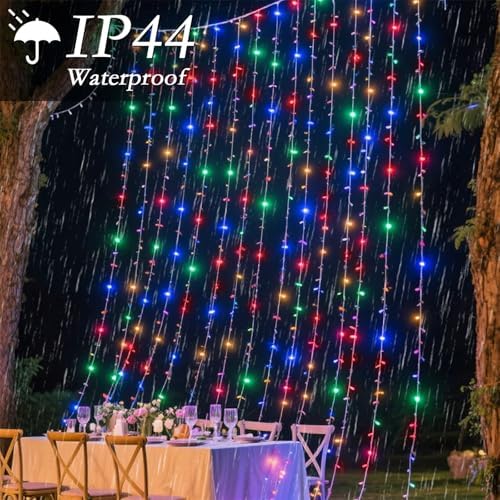 200 LED Multicolor Rainbow Curtain String Lights, 9.8x6.6FT
