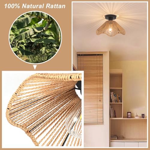 Surpars House Boho Rattan Ceiling Light, Light Brown