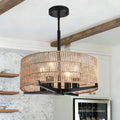 4-Light 17.7" Rattan Boho Farmhouse Chandelier