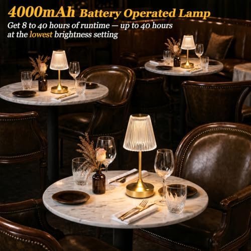 Gold Cordless Rechargeable Crystal Table Lamp, Small