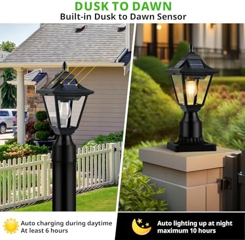 Solar Post Lights, Motion Sensor, 2 Pack