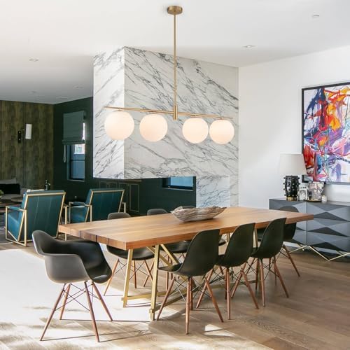 45.3" 4-Light Linear Chandelier, Brushed Gold