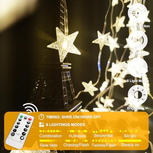 Star Curtain Lights, 70 Stars, Warm White