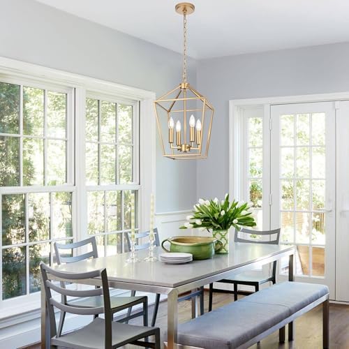 MELUCEE 4-Light Gold Farmhouse Chandelier