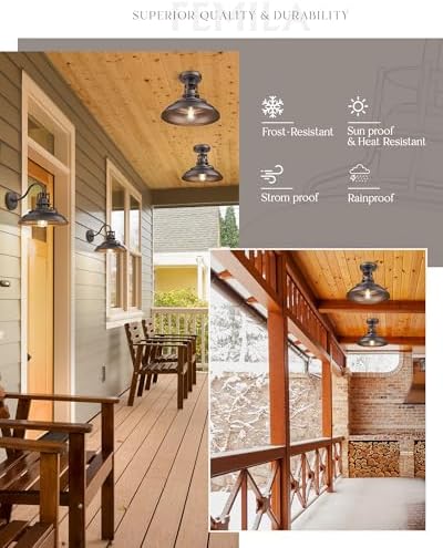 FEMILA Oil-Rubbed Bronze Outdoor Semi Flush Ceiling Light