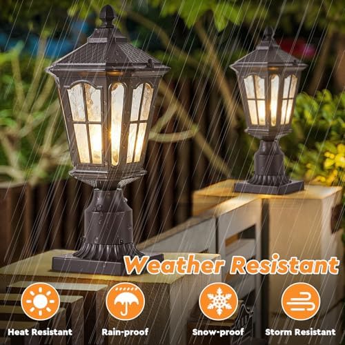 Dusk-to-Dawn Aluminum Outdoor Post Light, Oil Rubbed Bronze