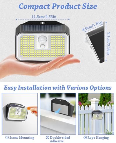 CLAONER 6-Pack Solar Motion Sensor Lights, 168 LED