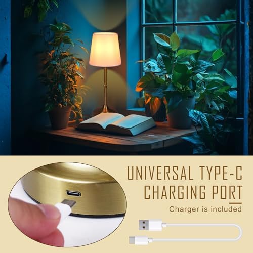 Rechargeable Cordless Touch LED Table Lamp, Bronze