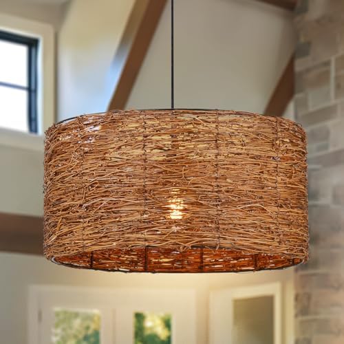 Arturesthome 1-Light Boho Rattan Pendant Light