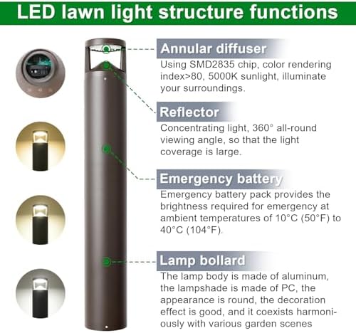 24W 42-Inch LED Bollard Landscape Light
