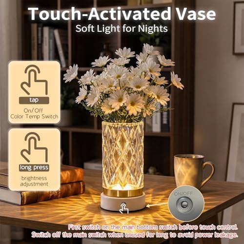 Crystal Table Lamp, USB Rechargeable, 3 Color Modes