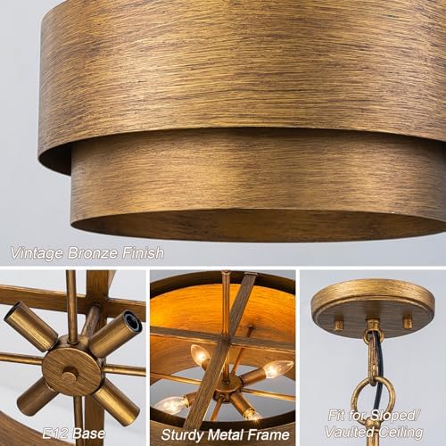 Farmhouse 20" Drum Chandelier, Copper Bronze
