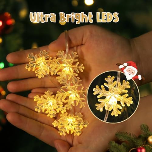 Quntis 50 LED Snowflake Christmas Window Lights, Warm White