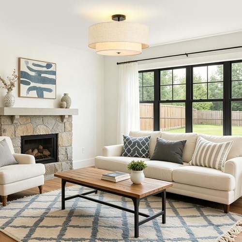 4-Light Semi Flush Mount Ceiling Light, 19.7 Inch