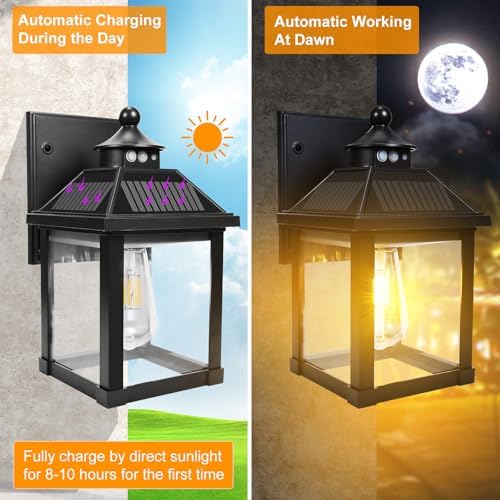 Solar Porch Lights, Motion Sensor, 3 Modes