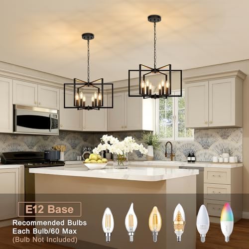 Black Farmhouse 6-Light Geometric Chandelier