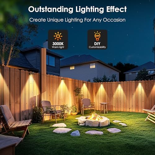 10 Pack Warm White Outdoor Fence Lights