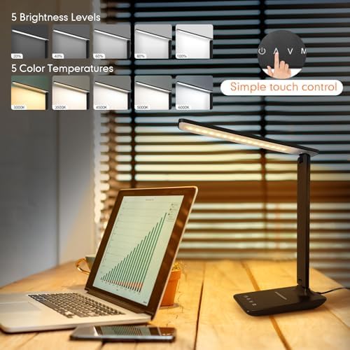 White crown LED Desk Lamp with 15W Wireless Charger & USB Port