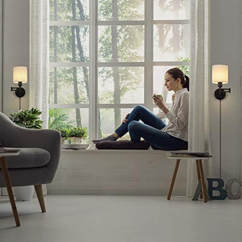 CADUKE Plug-in Swing Arm Wall Lamps, Set of 2