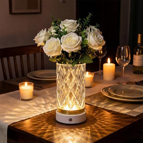 Crystal Table Lamp, USB Rechargeable, 3 Color Modes