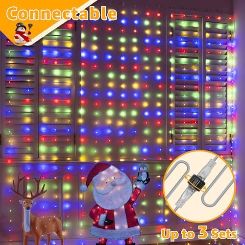 Ollny Curtain Lights, 300 LED, 9.8FT x 9.8FT