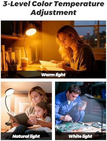 Clip on Light,10 RGB Colors+10 Brightness Small Desk Lamp with Clamp