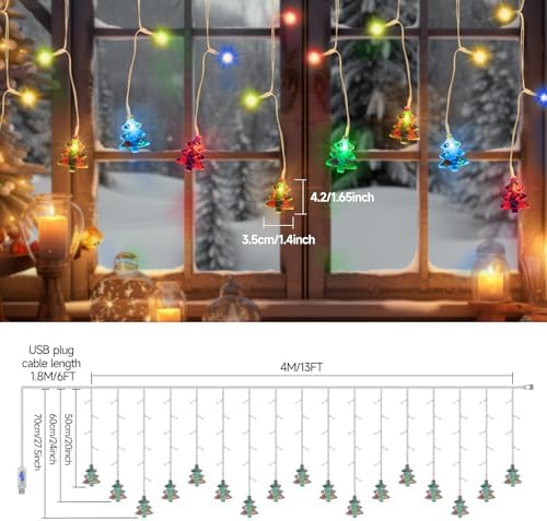Curtain String Lights, 4M 108 LEDs Multicolor