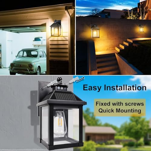 Solar Wall Lights, Motion Sensor, 2 Pack