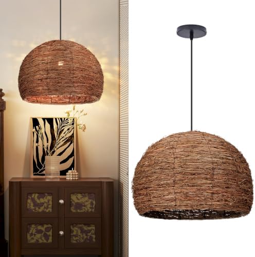 Arturesthome Boho Pendant Light Fixture Woven Chandelier Wicker