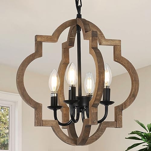 4-Light Brown Farmhouse Chandelier