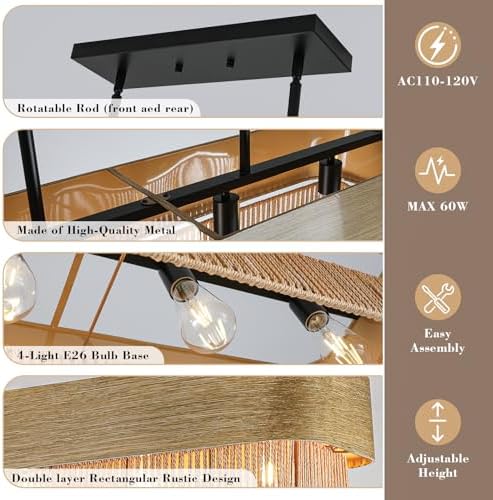 38 Inch Hand-Woven Rattan Chandelier