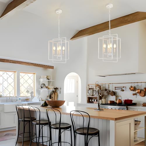 4-Light Antique White Farmhouse Chandelier