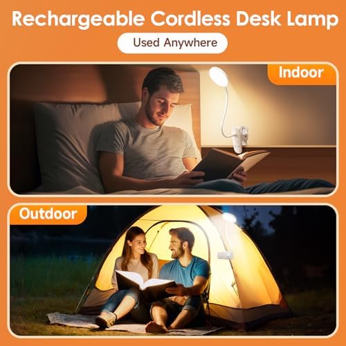 Mubarek Rechargeable Clip-On Desk Lamp, 3600mAh, 400LM