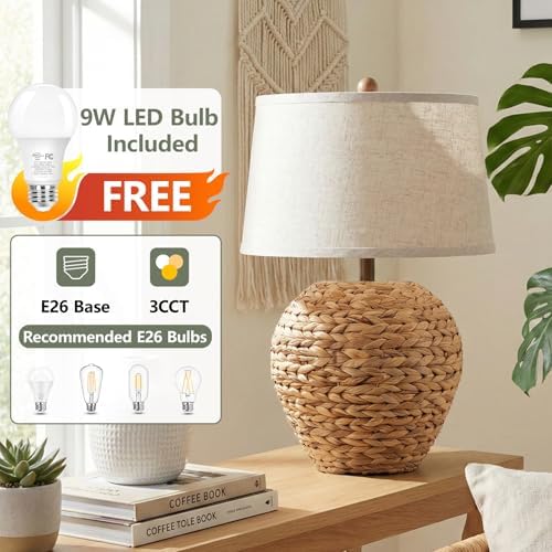 TOBUSA 25’’ Rattan Table Lamp