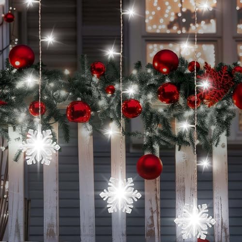 150 LED White Icicle Curtain Lights with Snowflake