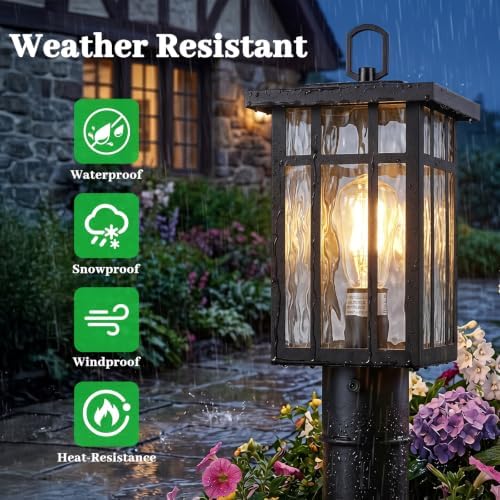 BesLowe Dusk to Dawn Outdoor Post Light, Hardwired