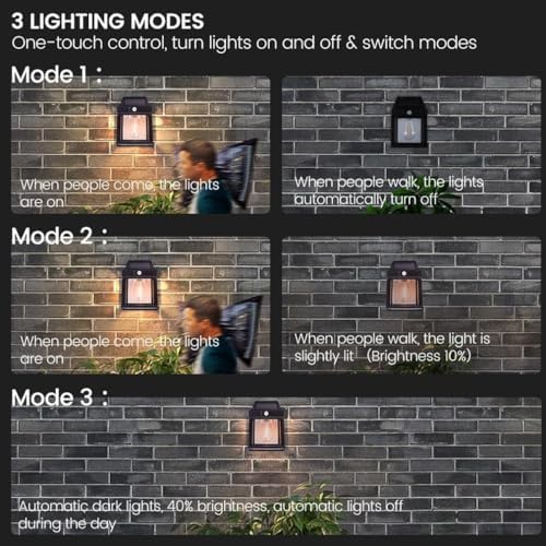 4pcs Solar Fence Lights, Motion Sensor, 600LM