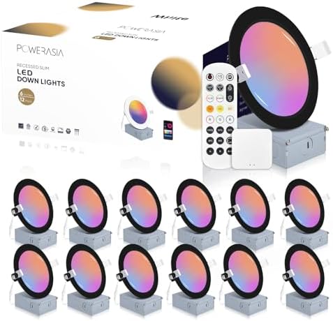 POWERASIA 6 Inch Smart Recessed Lighting, 12 Pack