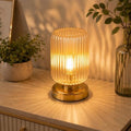 Amber Cordless Glass Table Lamp, 3 Color Modes
