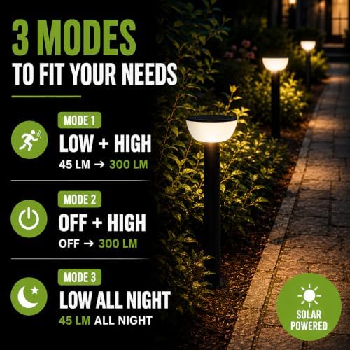 Solar Outdoor Pathway Lights, Motion Sensor, 2-Pack