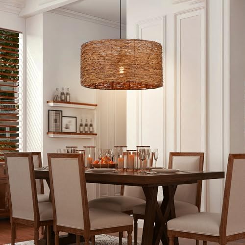 Arturesthome 1-Light Boho Rattan Pendant Light