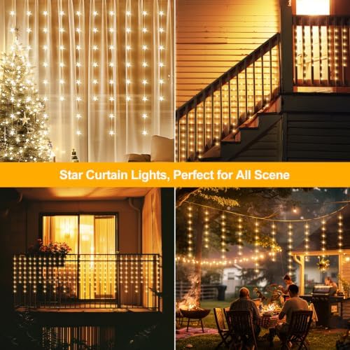 Star Curtain Lights, 70 Stars, Warm White