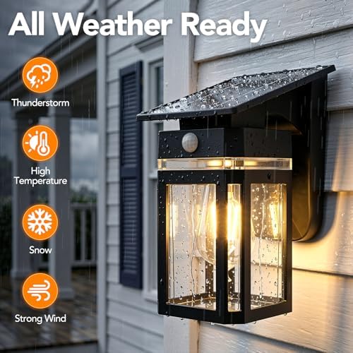 Outdoor Solar Porch Light, Motion Sensor, 2 Pack